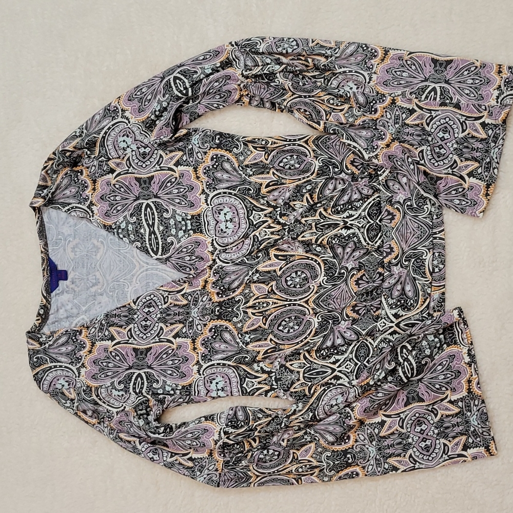 Aeropostale  Wrap Top w/ Flare Sleeves Paisley Mandala Print Earthy Tones (NWOT)